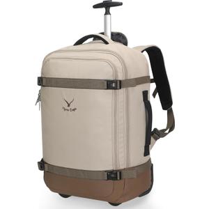 Hynes Eagle Rolling Backpack 42L Backpack with Wheels Airline Approved Carry on Luggage Laptop Travel Suitcase Bag for Women Men Khaki, Large