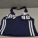 Milumia Women Graphic Jersey Shirts Backless Halter Top Sexy Deep V Neck Sleeveless Crop Tops Streetwear (Large, Blue)