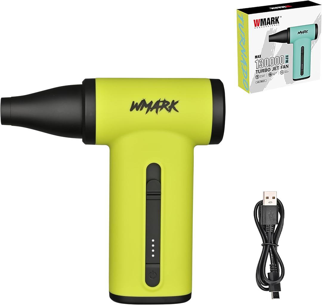 WMARK Electric Adjustable Turbo Jet Fan Compressed Air Duster - 130000 RPM Brushless Motor Mini Blower, 33m/s Max Wind Speed for Computer, Workshop, Home, Outdoor & Car, NG-TB001 (Green)