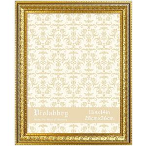 VIOLABBEY 11x14 Picture Frame Gold, Vintage Photo Frame for Wall or Tabletop Display, Classic Design for Office Home Decor, Fits 11x14 Pictures