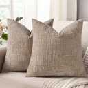 decorUhome Oatmeal Chenille Euro Sham Throw Pillow Covers 22x22 Set of 2 Textured Soft Cozy Slubby Couch Pillow Covers Modern Farmhouse Boho Decorative Pillow Cases for Bed Sofa Living Room