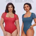Avidlove Women's Short Sleeve Bodysuits Sexy Square Neck Body Suit Mesh Double Lined Tshirt Leotard Tops Going Out (XX-Large, Red)