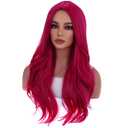 Hot Pink Wigs for Women Girls Middle Part Wig Long Pink Wig Heat Resistant Synthetic Curly Wavy Wigs for Cosplay Costume Party