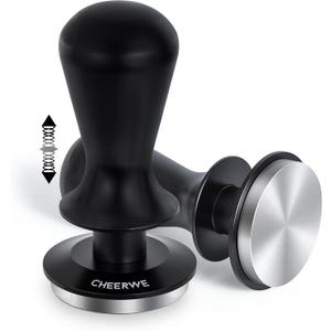 53mm Espresso Tamper, Daul Spring Loaded Calibrated Tamper, Coffee Tamper for 53mm Espresso Machine, 100% Flat Stainless Steel Base Tamper, Barista Tool for Espresso Machine