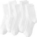 Rehelu Womens Crew Socks Cotton Long Gym Socks Lightweight Athletic Running Socks, 9-11, White