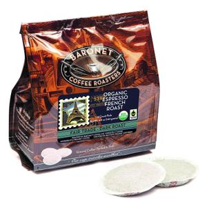 Baronet Coffee 8 Gram Coffee Pods, Organic Espresso French Roast, 54 Pods | Dark Roast, 100% Arabica Coffee, Regular Strength, 3 Bags of 18 Single Serve Pods, Compatible with Senseo Coffee Machines (EXP 12/18/27)