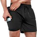 BRISIRA Mens Swim Trunks Swim Shorts Quick Dry 5 inch Inseam Beach Shorts with Compression Liner and Zipper Pocket, Size: XS
