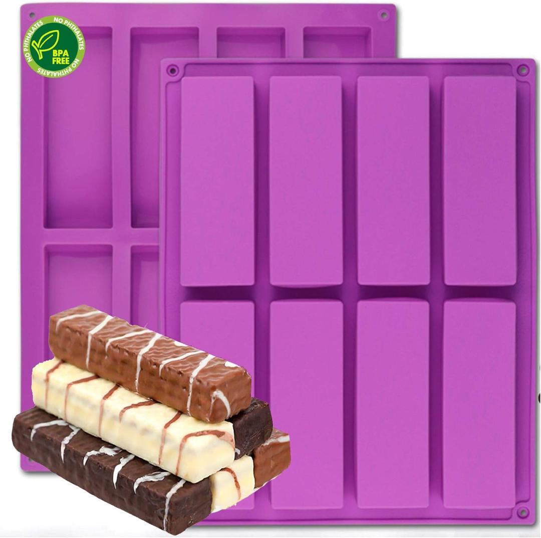 Premium Nonstick Silicone Mold for Granola Bars - Set of 2 | Easy Release, Effortless Cleaning, and Durable | Ideal for Baking, Making Rectangle Granola Bars | Food-Grade, Flexible Moldes silicona