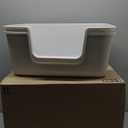 Large Cat Litter Box with High Sides for Indoor Cats,XL Low Entry Open Top Cat Litter Pan for Kittens,Big or Senior Cats,High Wall Easy Cleaning Anti-Splashing Multi-cat Litter Tray (Grey)