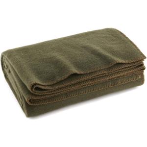 Ever Ready First Aid Olive Drab Green Fire Retardant Warm Blanket, 66" x 90" (80% Wool), US Military Style Survival and Emergency Blanket for Camping and Outdoor Use