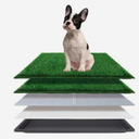 HQ4US 4LEGS Odorless Artificial Grass Mats Dog & Cat Potty Training System with Tray, Large