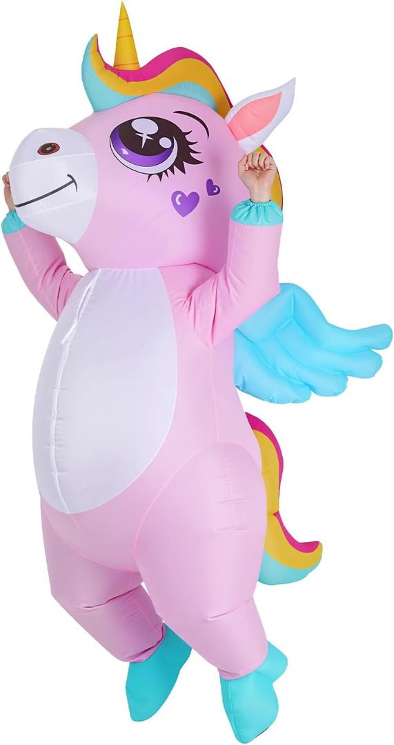 Inflatable Unicorn Costume for Adult - Funny Christmas Gift for Men Women, Full Body Blow Up Suit for Party Cosplay (Large-X-Large, Pink Horse)