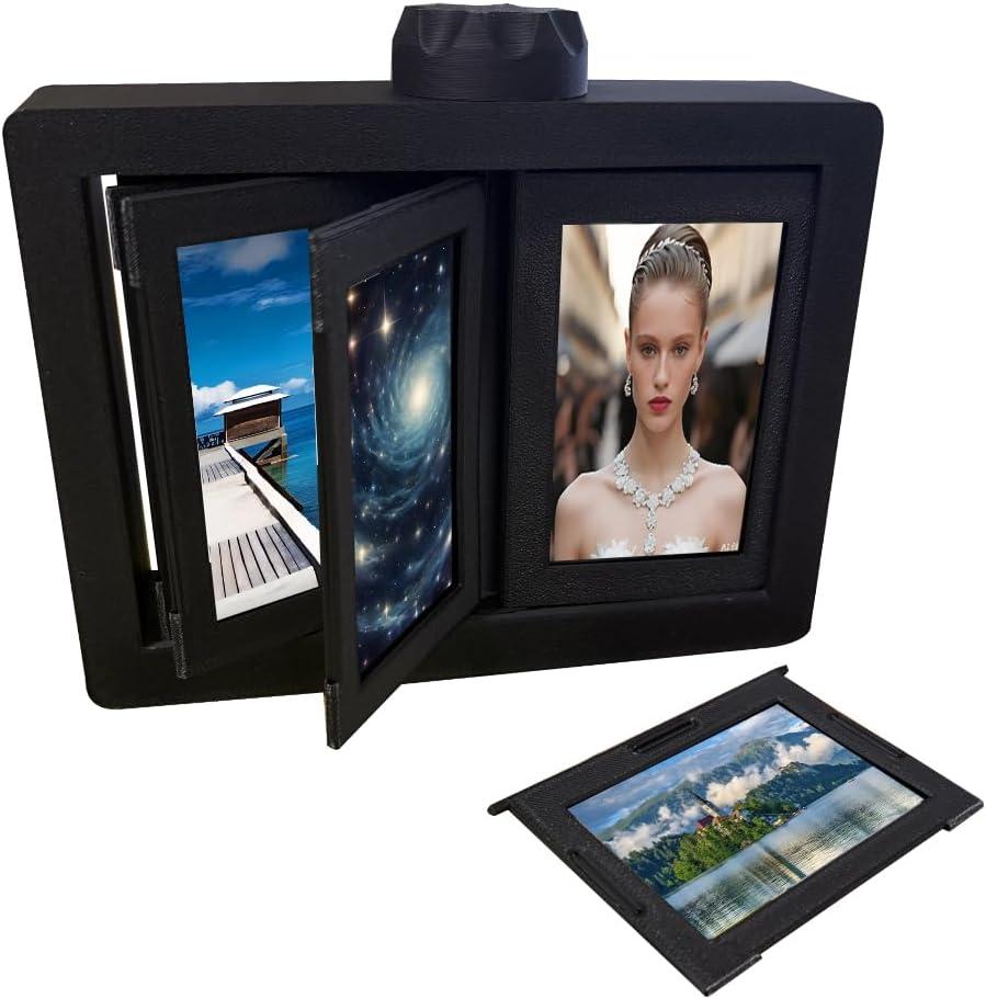 Instax Mini Rotating Frame, Rotating Polaroid Photo Frame - Holds 12 Pics, 2.16*3.34 Size - Stylish & Durable, Effortless Flip - Double Side Display Photo Frame for Displaying Precious Memories, Gifts for Friends Parents Christmas Valentines