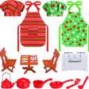 Hungdao 22 Pcs Christmas Doll Accessories Mini House Kitchen Outfit Set Kitchen Gas Stove Adorable Cooking Scene for Xmas Clothes and Accessories Gift, Doll is Not Included