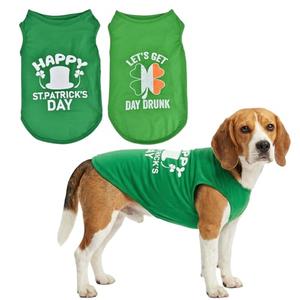 Vehomy 2-Pack st Patricks Day Dog Shirt Irish Holiday Green Dog Shirts with Shamrock Patterns Pet Saint Patricks Clover Clothes Outfit Sleeveless T-Shirt for Small Medium Large Dogs L