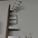 Tindbea Hair Dryer Holder Curling Iron Holder Flat Iron, Blow Dryer Holder Wall Mount, 3 in 1 Bathroom Hair Tool Organizer Rack for Universal Dryer, Walnut Wood Silver Color Metal