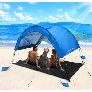 NEVERLAND Beach Sun Shade Canopy Shelter - Outdoor Beach Tent Canopy UPF50+ for 3-4 Persons, Easy Set Up with 4 Sandbags & Ground Mat, Camping, Picnics and Backyard