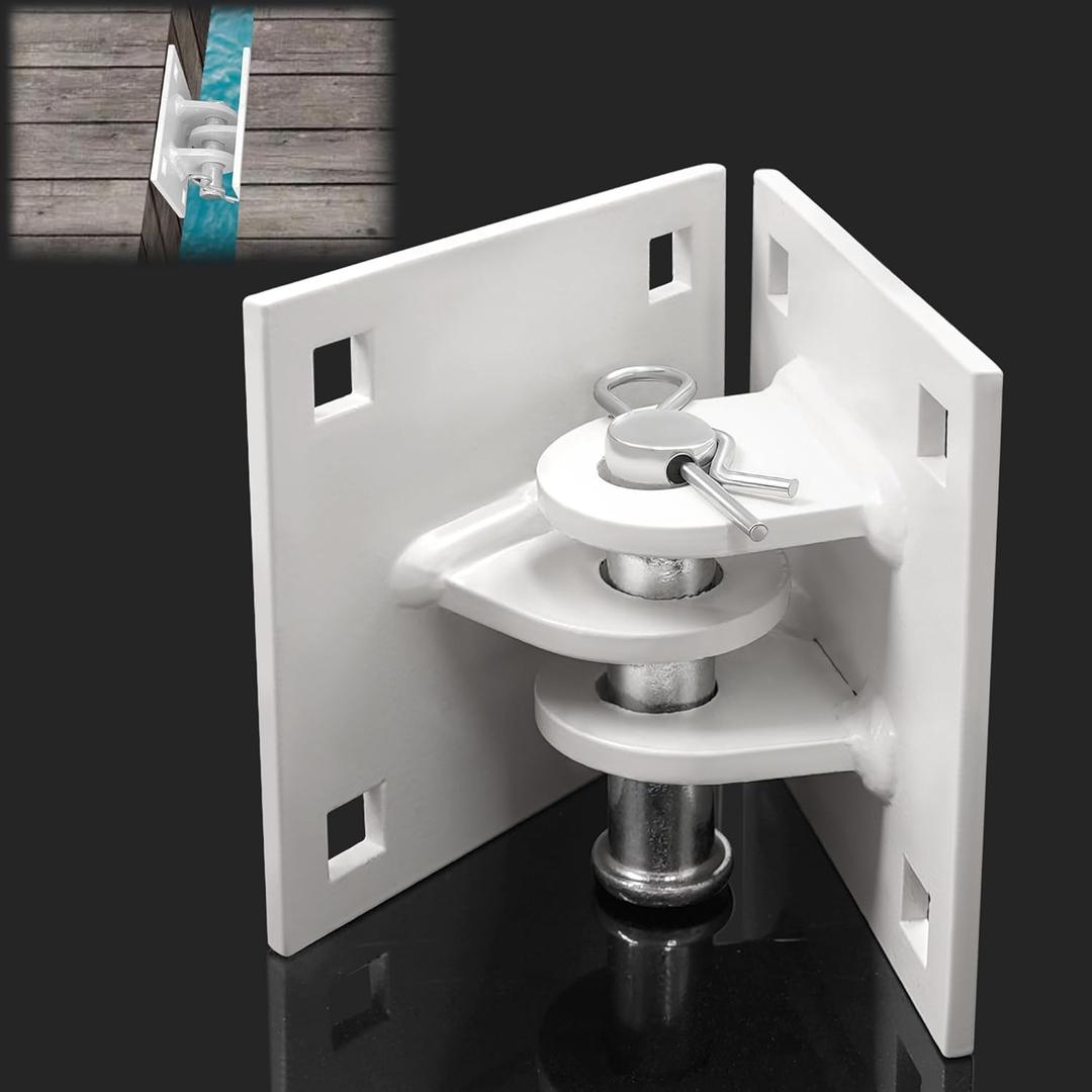 Stationary Floating Dock Connector Metal Dock Brackets Hardware Heavy Duty Dock Hinge Kit with 0.4" Holes, Antirust Coating T Style Backer Plate Boat Dock Accessorie