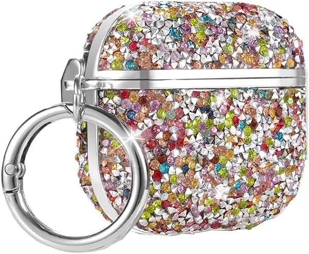Compatible with Airpods Pro 3 Case 2025 Glitter Cute Cases for Airpods Pro 3rd Generation Bling Cover Keychain for Airpod Pro 3 Case Women & Girls (Colorful)