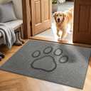 Dog Door Mat for Dirty Paws,Paw Print Indoor Entrance Rugs,32x48,Light Grey | Absorbent Washable Nonslip Welcome Dirt Trapper, Low Profile Floor Mats for Front Back Door and Entryways