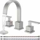 KINGO HOME 3 Hole Widespread Brushed Nickel Bathroom Faucet,Modern Waterfall 8 inch 2 Handle Bathroom Sink Faucet Vanity Bathroom Faucet for Sink 3 Hole with Pop Up Drain and Water Supply Lines