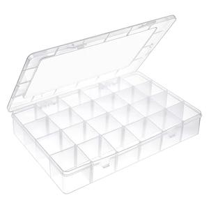 Molain 24 Grids Large Plastic Organizer Box, Clear Storage Box with Adjustable Dividers Container Craft Storage for Jewelry, Art DIY Crafts, Washi Tapes, Fishing Tackle, Beads and Small Parts