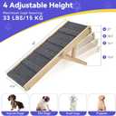 2026 Upgraded Dog Ramp for Couch, Foldable Small Dog Ramp for Sofa, 4 Adjustable Height from 13'' to 21", Portable Stable Pet Steps with Non-Slip Pad, Pet Ramps Use for Sofa Couch Stairs