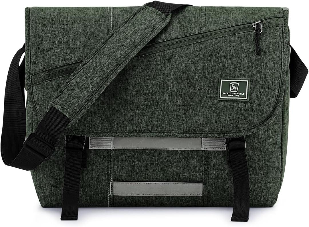 OIWAS Messenger Bag for Men, 15.6 Inch Laptop Crossbody Bags Women Casual Satchel Shoulder Bag College Travel Office Briefcase (15.6 Inch, Dark Green)