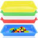 Plastic Art Trays, 5-Piece Stackable Activity Crafts Organizer Serving Jewelry Tray for DIY Projects, Painting, Beads, Organizing Supply, 5 Color (13.4 x 9.8 x 1 inch)