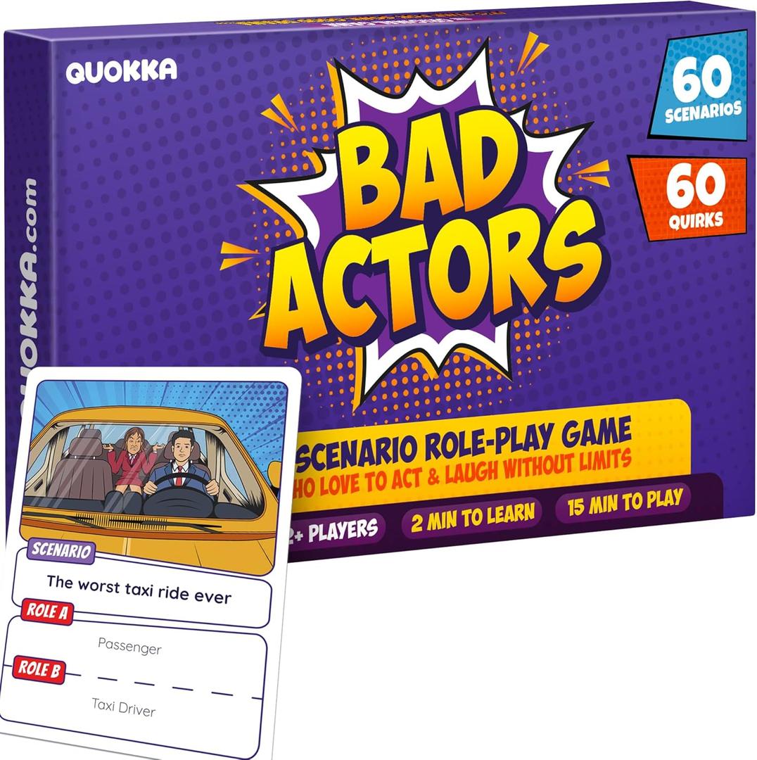 QUOKKA Charades & Guessing Game for Family - 120 Hilarious Scenarios & Quirk Cards | Perfect for Family Game Night, Parties, Gifts & Reunions | Original Pack