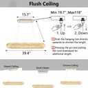 HAIXIANG LED Ring Chandelier Oval Rings Pendant Lights for Dining Table Kitchen Island Remote Dimmable Hanging Light Chandeliers for Entryway Living Room Crystal Lighting Silver, Oval: Length 39.3"