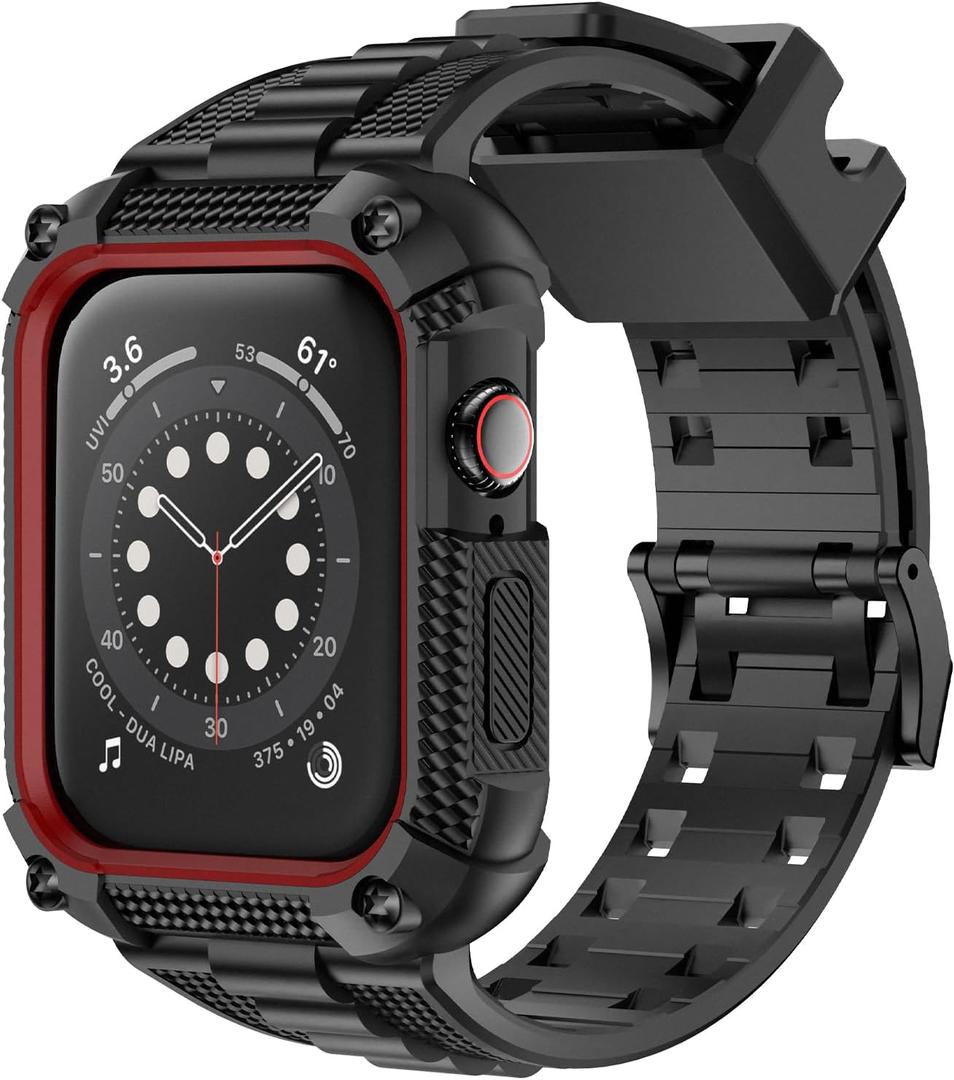 Wristitani Compatible with Apple Watch Band with Shockproof Rugged Case 40mm 41mm 42mm 44mm 45mm 46mm 49mm for iWatch Ultra 3/2/1 SE 3/2/1 Series 11/10/9/8/7/6/SE/5/4, Durable TPU Sport Strap