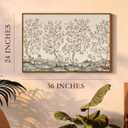 VIYYIEA Large Vintage Landscape Canvas Wall Art, Vintage Floral Tree Wall Art, 24x36 Inch, Elegant Botanical Landscape Painting, Neutral Chinoiserie Nature Wall Decor for Living Room Bedroom