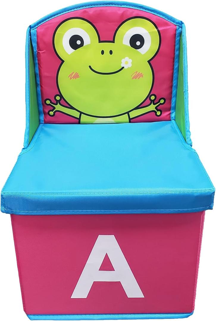 Toys Storage Box Chest Stool 2 in 1 Multi-Function Folding Storage Chair Cartoon Shoe Changing Stool Oxford Cloth Backed Armchair Boxes for Kids, Boys, Girls, Playroom, 15.5x9.5x9.5inch