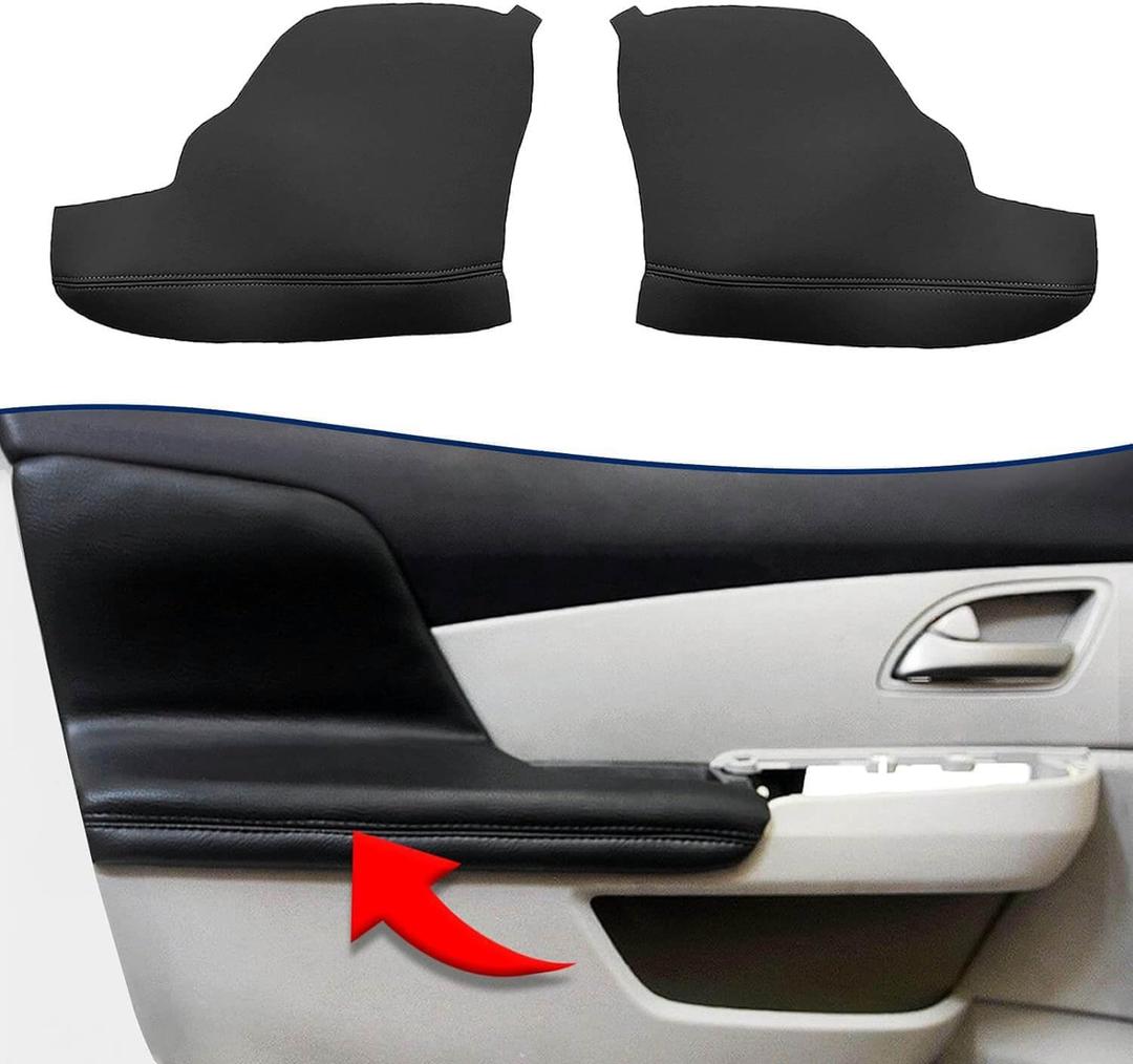 KBH Door Panel Armrest Cover Replacement for Honda Odyssey 2011-2017, Vinyl Leather, Car Door Arm Rest Replace Skin Upholstery, Anti-Scratch, 1 Pair, Black (Leather Part Only)