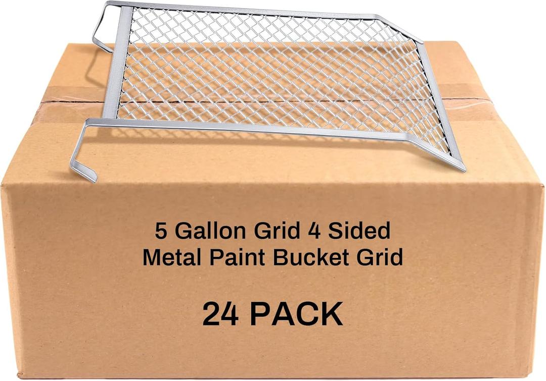 Landhoow 24 Pcs Paint Roller Grid for 5 Gallon Buckets, Paint Screen Strainer 4 Sided Metal Bucket Grid, Silver