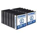 Samsill 2 Inch 3 Ring Binders, Economy Round Ring, Clear View Cover, 425 Sheet Capacity - for School, Home, Office - Black, 12 Pack