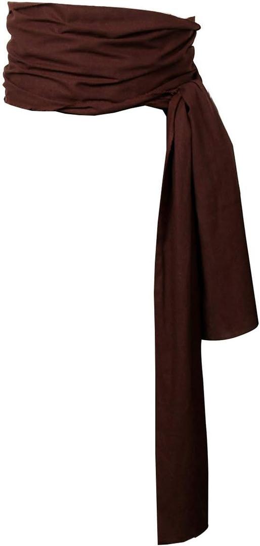 COSFLY Men Pirate Medieval Renaissance Large Sash Halloween Costume Waist Sash Belt Accessory (Brown)