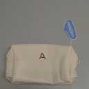 CLOUDWINGS Valentines Day Gifts for Her Bridesmaid Gifts Personalized Initial Makeup Bag for Women PU Leather Cosmetic Waterproof Travel Toiletry Bag (A) (Beige)