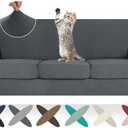 ZNSAYOTX 2025 Striped Sofa Covers 4 Piece, Super Stretch Couch Covers for 3 Cushion Sofa, Anti Slip Couch Slipcovers with Bottom Ties, Thick Durable Washable, Soft Cozy Protector (71"-91", Dark Grey)