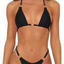 MIKETAI Sexy Bikinis for Women 2 Piece Bikini Spaghetti Strap Swimsuits Solid Color Bathing Swimwear Triangle Bathing Suit, Sma