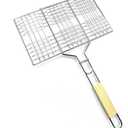 Ochine Grill Basket Portable Stainless Steel BBQ Barbecue Grilling Basket BBQ Tool Outdoor Grill Accessories with Handle for Fish, Vegetables, Shrimp, and Small Flat Sea Food
