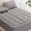 OLANLY Full Quilted Fitted Mattress Pad, Cooling Soft Mattress Topper, Elastic Fitted Mattress Cover Stretches up to 21 Inches Deep, Machine Washable Mattress Protector (54x75 inch, Light Grey)