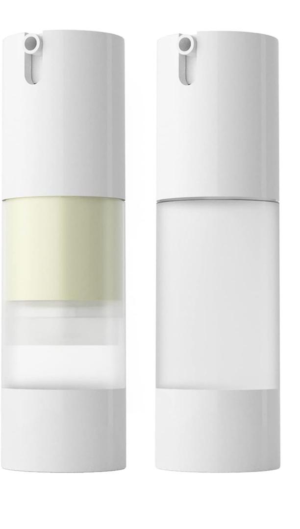 longway 2pcs Empty Refillable Airless Pump Bottle,Travel Foundation Containers,Airless Cosmetic Pump Bottle for Hand Sanitizer, Toner,Gel,Hair Oil, Lotion and Face Cream (1oz/30ml, frosted)