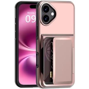 Flip Wallet for iPhone 16 Plus Case, iPhone 16+ Plus Card Holder Hidden Cards Slot Phone Cover Soft Sleeve Heavy Duty Protective Bumper Girl Lady Men Pocket Armor for iPhone 16 Plus 6.7 inch Rose Gold 2 Pack