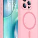 SPIDERCASE Designed for iPhone 15 Pro Max Case, Magnetic Translucent [2 Tempered Glass Screen Protector] [Full Camera Protection] Anti-Fingerprint Anti-Scratch for iPhone 15 Pro Max 6.7, Pink