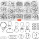 PAXCOO 300PCS Keychain Making Kit, Keychain Craft Supplies Including Key Chain Clips, Lanyard Snap Hooks, Key Rings and Jump Rings for Key Chain Making, Purse Making, Lanyard Making (Silver)
