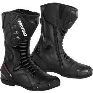 PROFIRST Motorbike Leather Boots Motorcycle Waterproof Motorbike Shoes Armored Boot Protection Anti Slip Racing Sports (Black, US Footwear Size System, Adult, Men, Numeric, Medium, 14)