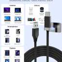 2 x Magtame USB A to USB C Cable 5FT, StayCable with Built-in Magnetic Holder for Nightstand/Desk/Car, Type C Fast Charging Anti-Fall Cord with 2 Adhesive Metal Plates, Braid USB Data Cable for iPhone 17