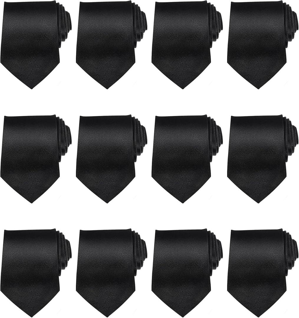 Cuffbow Men's Tie Bulk Groomsman 3.15'' Formal Necktie for Wedding Business (Black)